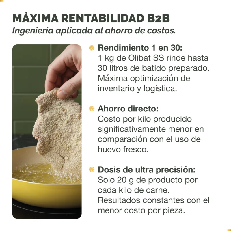 Olibat SS 25 kilos Oliden Food Solutions Batter sin Sal sin condimentos Caracteristicas